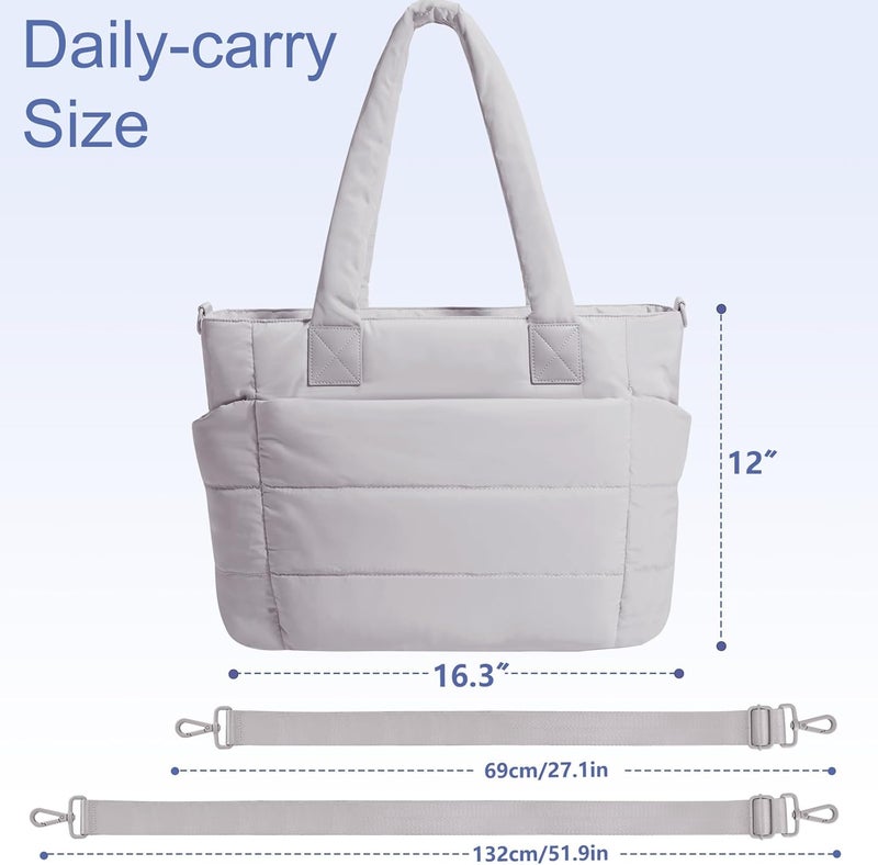 GASSDA Tote Bag for Women Puffer Tote Bag Large Nurse Bags Shoulder Handbag with Zipper for Work Travel - Image 3